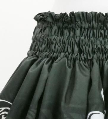 Hula Shantung Pa'u Skirt with Tiare & Kahiko Print / Luxury Collection / Black / J3198bk