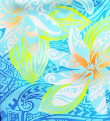 Hula Shantung Pa'u Skirt with Tiare & Kahiko Print / Luxury Collection / Light Blue / J3198lbl