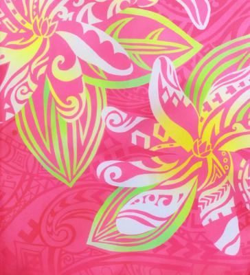 Hula Shantung Pa'u Skirt with Tiare & Kahiko Print / Luxury Collection / Pink / J3198pi