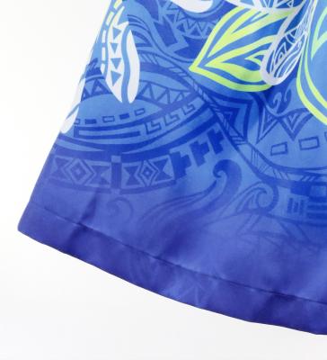 Hula Blouse & Pa'u Set-Up with Tiare & Kahiko Print / Luxury Collection / Blue / J3199bl