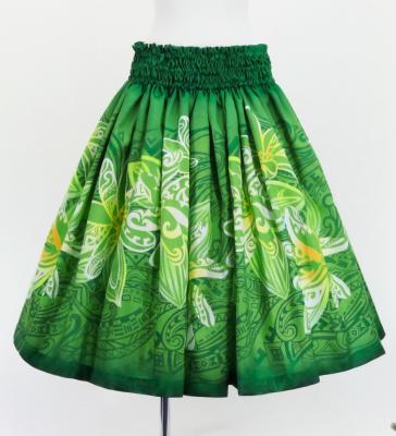 Hula Blouse & Pa'u Set-Up with Tiare & Kahiko Print / Luxury Collection / Green / J3199gr