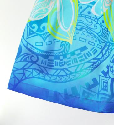 Hula Blouse & Pa'u Set-Up with Tiare & Kahiko Print / Luxury Collection / Light Blue / J3199lbl