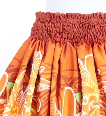 Hula Blouse & Pa'u Set-Up with Tiare & Kahiko Print / Luxury Collection / Orange / J3199or