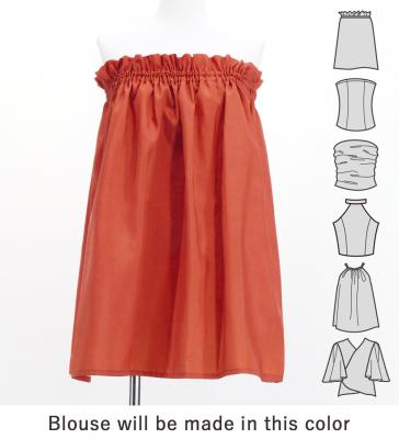 Hula Blouse & Pa'u Set-Up with Tiare & Kahiko Print / Luxury Collection / Orange / J3199or