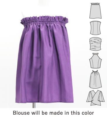 Hula Blouse & Pa'u Set-Up with Tiare & Kahiko Print / Luxury Collection / Purple / J3199pu