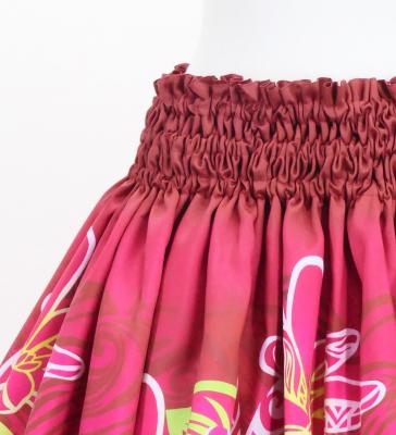 Hula Blouse & Pa'u Set-Up with Tiare & Kahiko Print / Luxury Collection / Red / J3199rd