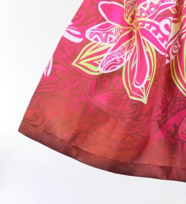 Hula Blouse & Pa'u Set-Up with Tiare & Kahiko Print / Luxury Collection / Red / J3199rd