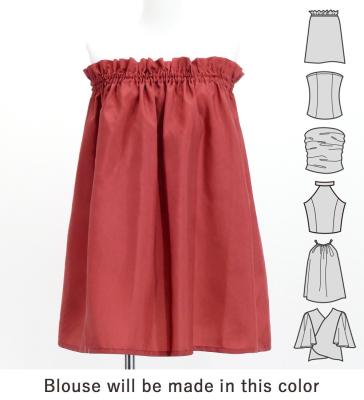 Hula Blouse & Pa'u Set-Up with Tiare & Kahiko Print / Luxury Collection / Red / J3199rd