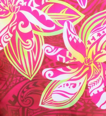 Hula Shantung Pa'u Skirt with Tiare & Kahiko Print / Luxury Collection / Red / J3198rd