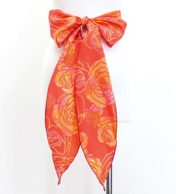 Hula Long Shantung Circular Skirt with Lokerani Print / Luxury Collection / Red2 / J3201-10