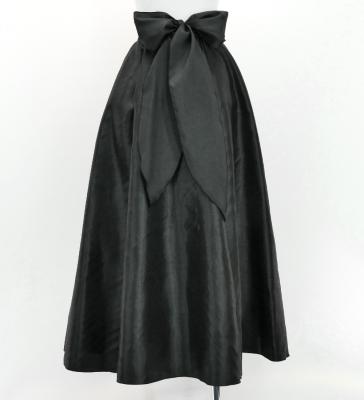 Hula Long Shantung Circular Skirt / Luxury Collection / Black / J3201-13