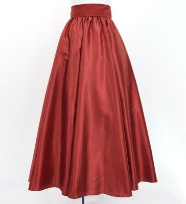 Hula Long Shantung Circular Skirt / Luxury Collection / Dark Red 2 / J3201-14