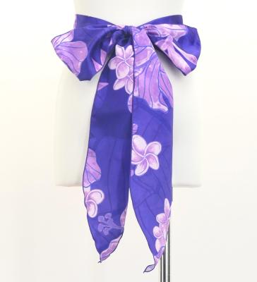 Hula Long Circular Skirt withHibiscus & Bird of Paradise / Luxury Collection / Purple / J3201-17