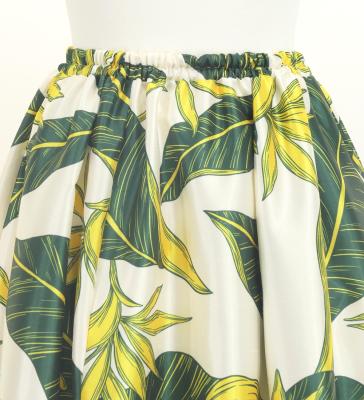 Hula Long Circular Skirt with Strelitzia / Luxury Collection / Yellow Green / J3201-18