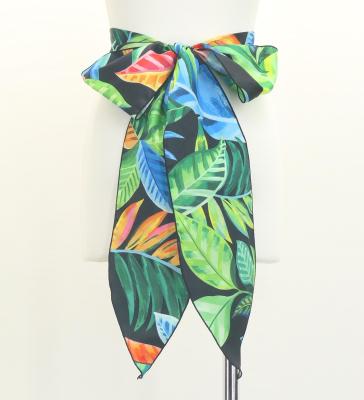Hula Long Circular Skirt with Hawaiian Leaf / Luxury Collection / Black / J3201-19