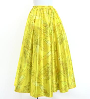 Hula Long Shantung Circular Skirt with Ginger Print / Luxury Collection / Yellow / J3201-1