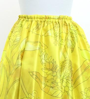 Hula Long Shantung Circular Skirt with Ginger Print / Luxury Collection / Yellow / J3201-1