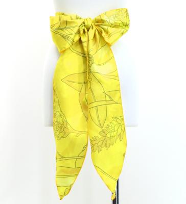 Hula Long Shantung Circular Skirt with Ginger Print / Luxury Collection / Yellow / J3201-1