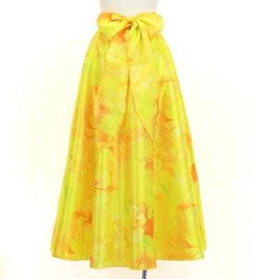 Hula Long Circular Skirt with Hawaiian Flower / Luxury Collection / Yellow / J3201-21