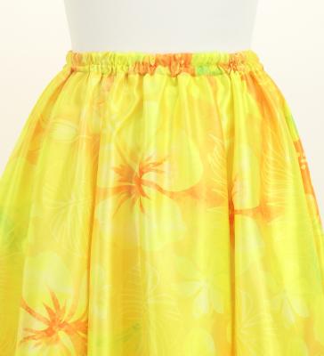 Hula Long Circular Skirt with Hawaiian Flower / Luxury Collection / Yellow / J3201-21