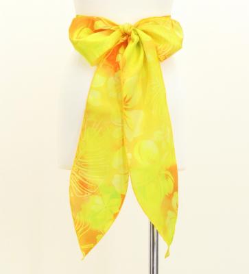 Hula Long Circular Skirt with Hawaiian Flower / Luxury Collection / Yellow / J3201-21