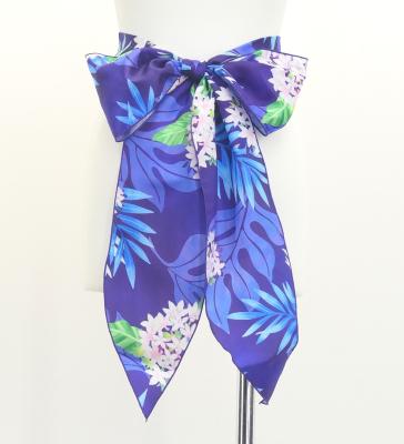 Hula Long Circular Skirt with Naupaka & Breadfruit Tree/ Luxury Collection / Navy / J3201-22
