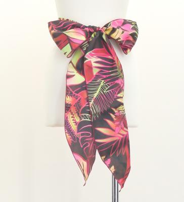 Hula Long Circular Skirt with Hawaiian Leaf / Luxury Collection / Wine / J3201-23