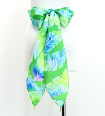 Hula Long Shantung Circular Skirt with Ginger Print / Luxury Collection / YellowGreen / J3201-3