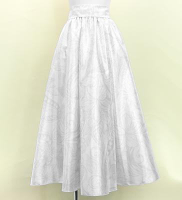 Hula Long Circular Skirt with Kahiko & Hibiscus Print / Luxury Collection / White / J3201-6
