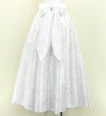 Hula Long Circular Skirt with Kahiko & Hibiscus Print / Luxury Collection / White / J3201-6