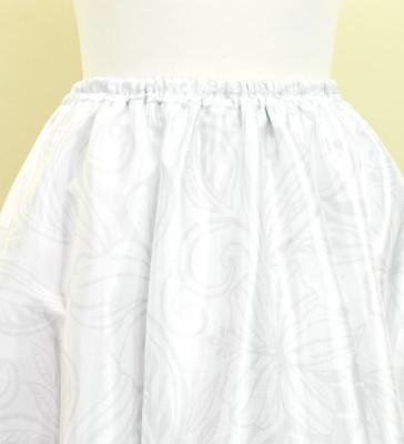 Hula Long Circular Skirt with Kahiko & Hibiscus Print / Luxury Collection / White / J3201-6