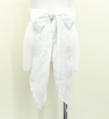 Hula Long Circular Skirt with Kahiko & Hibiscus Print / Luxury Collection / White / J3201-6