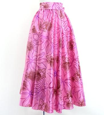 Hula Long Circular Skirt with Lehua Print / Luxury Collection / Pink & Purple / J3201-7