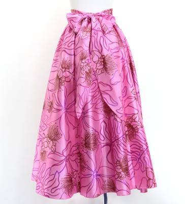 Hula Long Circular Skirt with Lehua Print / Luxury Collection / Pink & Purple / J3201-7
