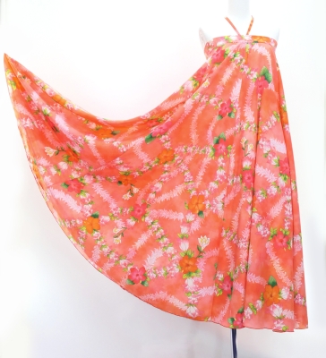 Hula Long Multi Way Koshibo Dress with Hibiscus Print / Luxury Collection / Coral / J3202-1