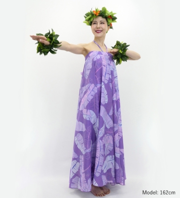 Hula Long Multi Way Koshibo Dress with Banana Leaf  Print / Luxury Collection / Lavender  / J3202-2