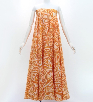 Hula Long Multi Way Koshibo Dress with Kahiko Print / Luxury Collection / Beige & Orange / J3202-3