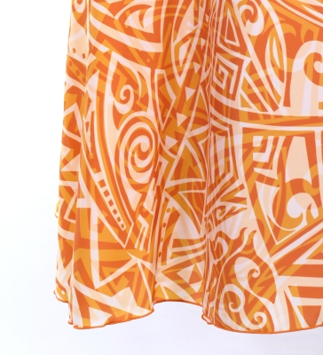 Hula Long Multi Way Koshibo Dress with Kahiko Print / Luxury Collection / Beige & Orange / J3202-3
