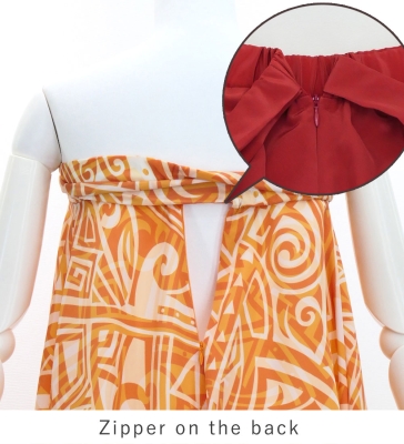 Hula Long Multi Way Koshibo Dress with Kahiko Print / Luxury Collection / Beige & Orange / J3202-3