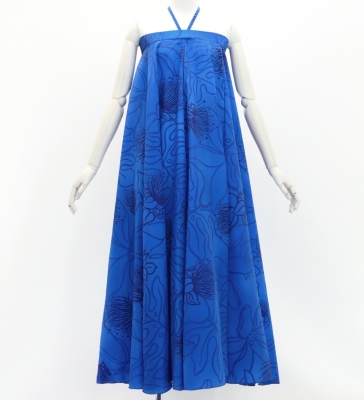 Hula Long Multi Way Koshibo Dress with Lehua Print / Luxury Collection / Navy / J3202-4