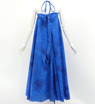 Hula Long Multi Way Koshibo Dress with Lehua Print / Luxury Collection / Navy / J3202-4