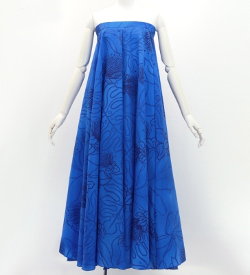 Hula Long Multi Way Koshibo Dress with Lehua Print / Luxury Collection / Navy / J3202-4