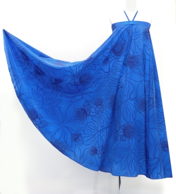 Hula Long Multi Way Koshibo Dress with Lehua Print / Luxury Collection / Navy / J3202-4