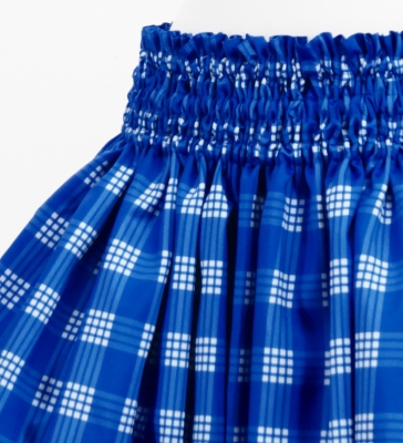 Hula Blouse & Pa'u Set-Up with Palaka & Lei Print / Luxury Collection / Blue / J3204bl
