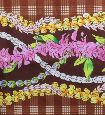 Hula Blouse & Pa'u Set-Up with Palaka & Lei Print / Luxury Collection / Brown / J3204br