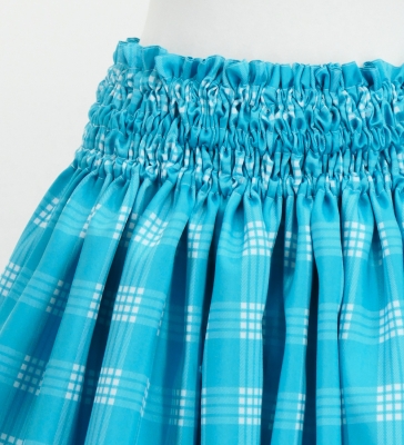 Hula Blouse & Pa'u Set-Up with Palaka & Lei Print / Luxury Collection / Light Blue / J3204lbl