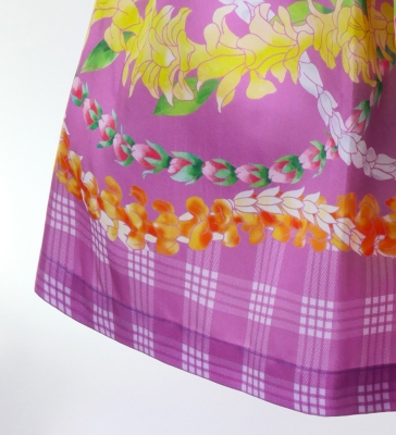 Hula Blouse & Pa'u Set-Up with Palaka & Lei Print / Luxury Collection / Pink / J3204pi