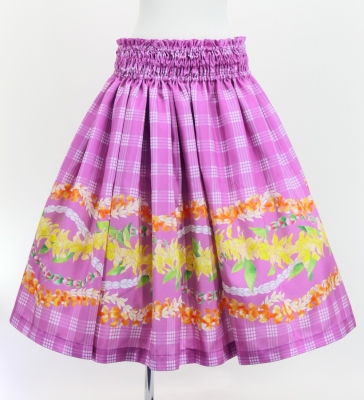Hula Blouse & Pa'u Set-Up with Palaka & Lei Print / Luxury Collection / Pink / J3204pi