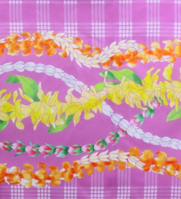 Hula Blouse & Pa'u Set-Up with Palaka & Lei Print / Luxury Collection / Pink / J3204pi