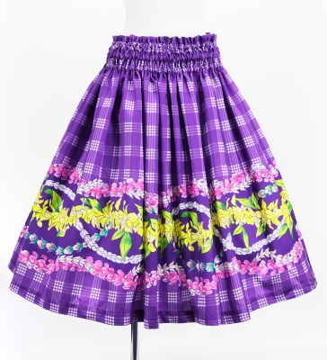 Hula Blouse & Pa'u Set-Up with Palaka & Lei Print / Luxury Collection / Purple / J3204pu